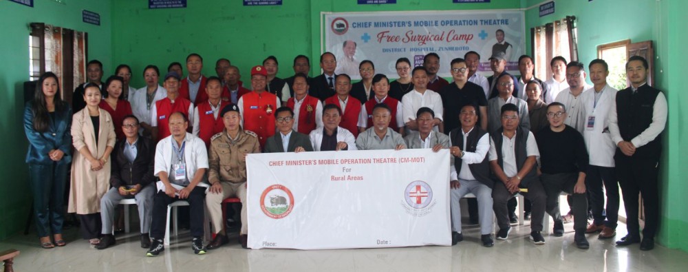 Dr. Tseilhoutuo Rhutso, MLA and team leader along with his team and others at District Hospital Zunheboto on August 25. (Morung Photo)